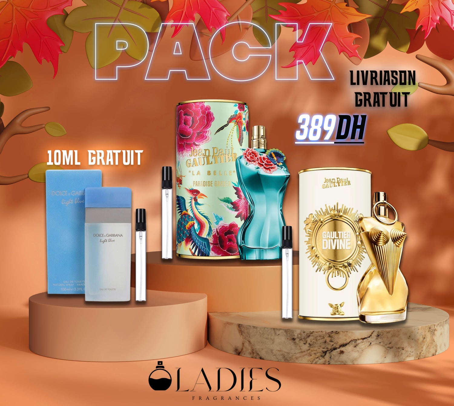 PACK DIVINE + PARADISE GARDEN +(LIGHT BLUE + LIVRAISON)GRATUIT